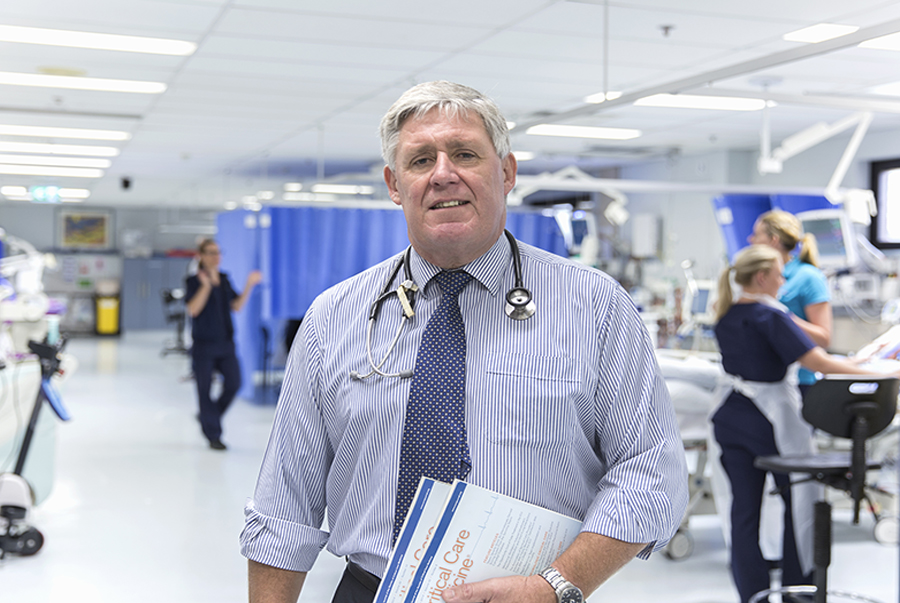 Professor John Myburgh AO, Director of the Professorial Unit at The George Institute, in clinic at the Intensive Care Unit, St Georges Hospital, Sydney Australia