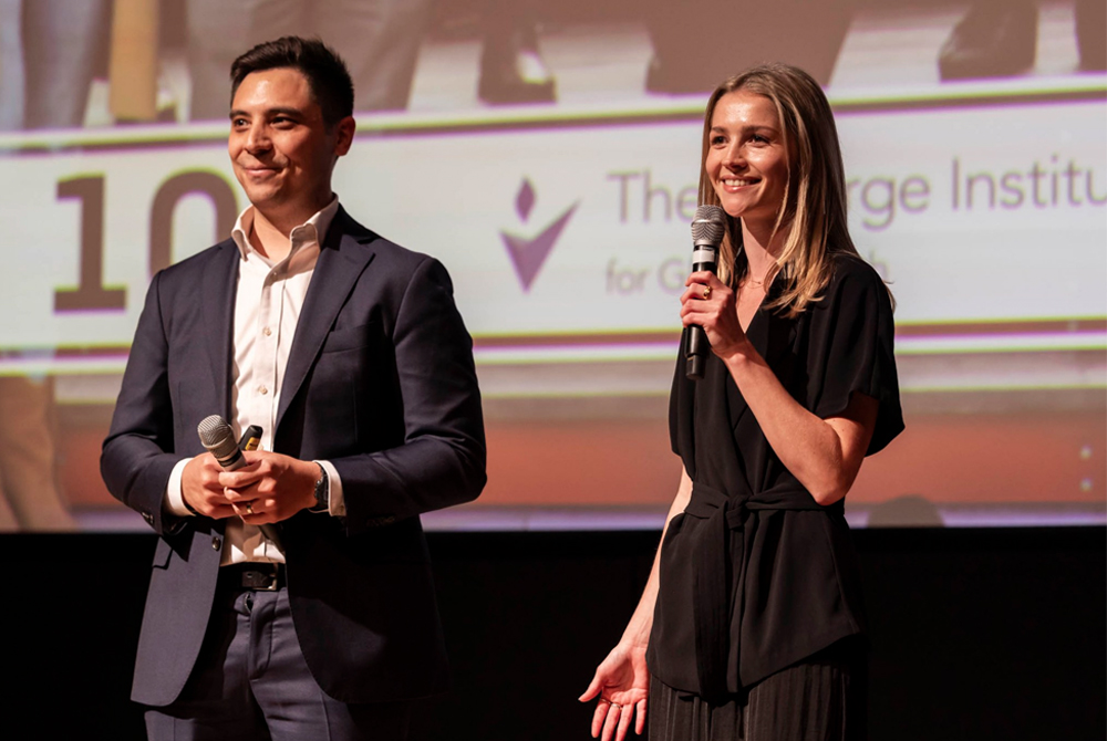 Cydonie Greenaway Genovate program manager at The George Institute, on stage at the UNSW Founders Health10x awards