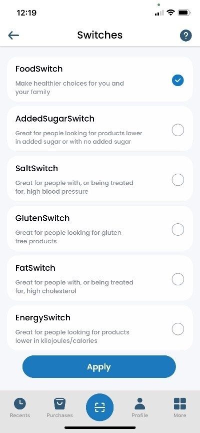 Foodswitch barcode scan packaged food