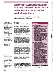 Telemedicine supported strengthening of primary care in WHO South East Asia region: lessons from the COVID-19 pandemic experiences