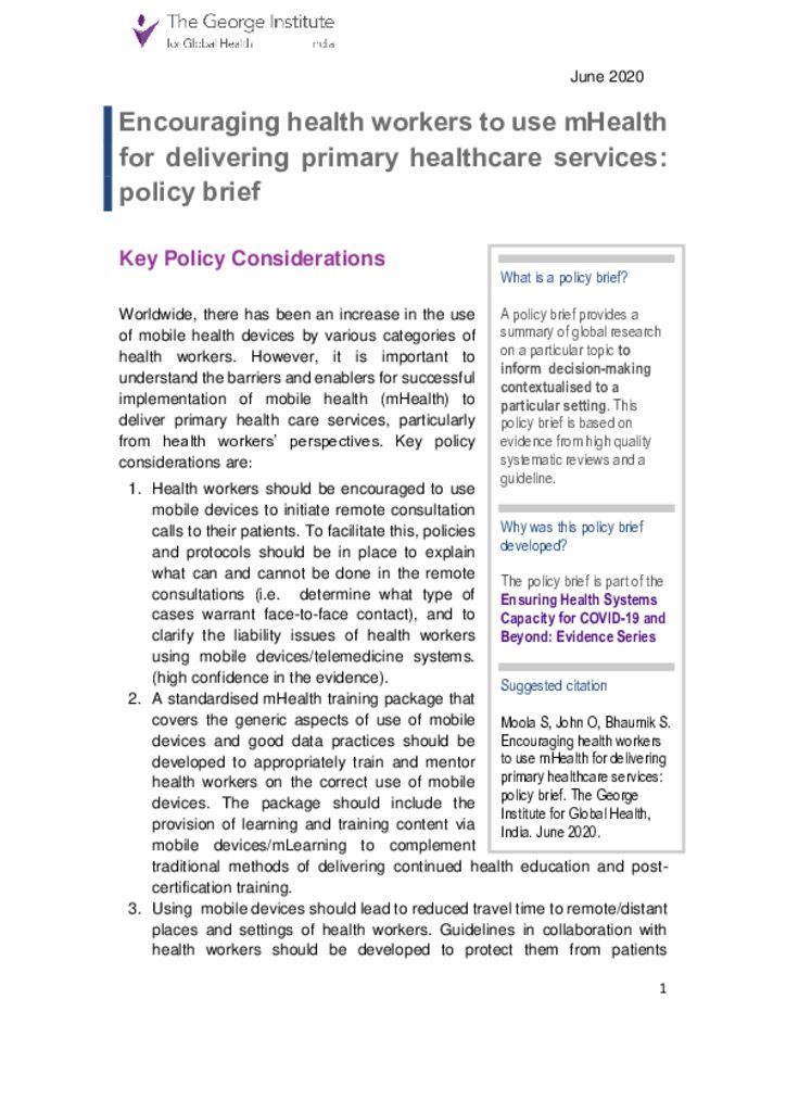 Encouraging health workers to use mHealth _policy brief