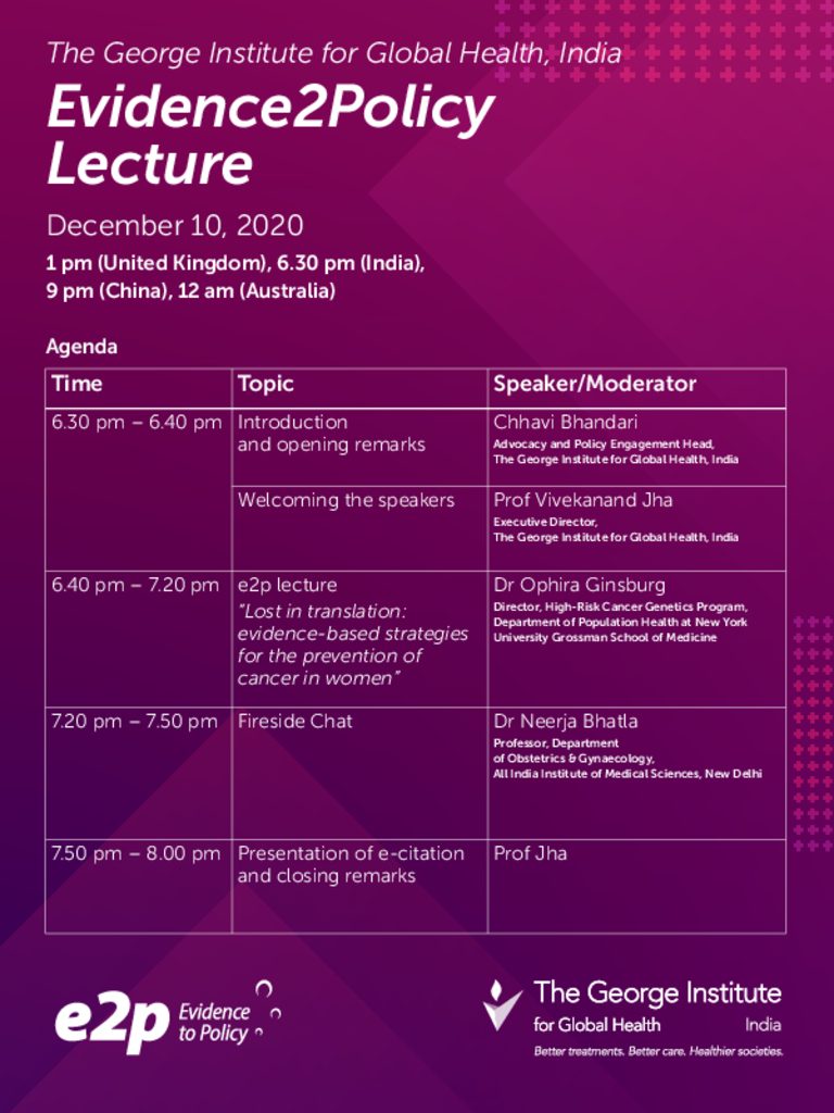 E2P Lecture Event Agenda