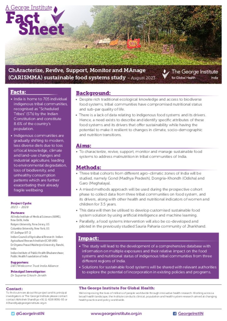 ChAracterize, RevIve, Support, Monitor and MAnage (CARISMMA) sustainable food systems study