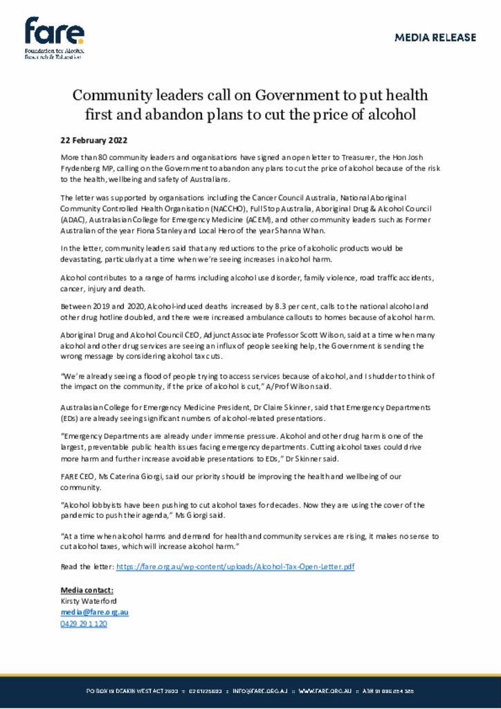 Community leaders call on Government to abandon plans to cut alcohol prices