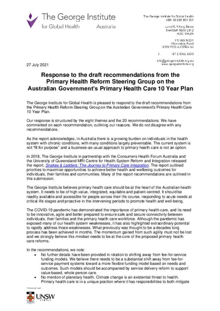 Future focused primary health care: Australia’s Primary Health Care 10 Year Plan 2022-2032