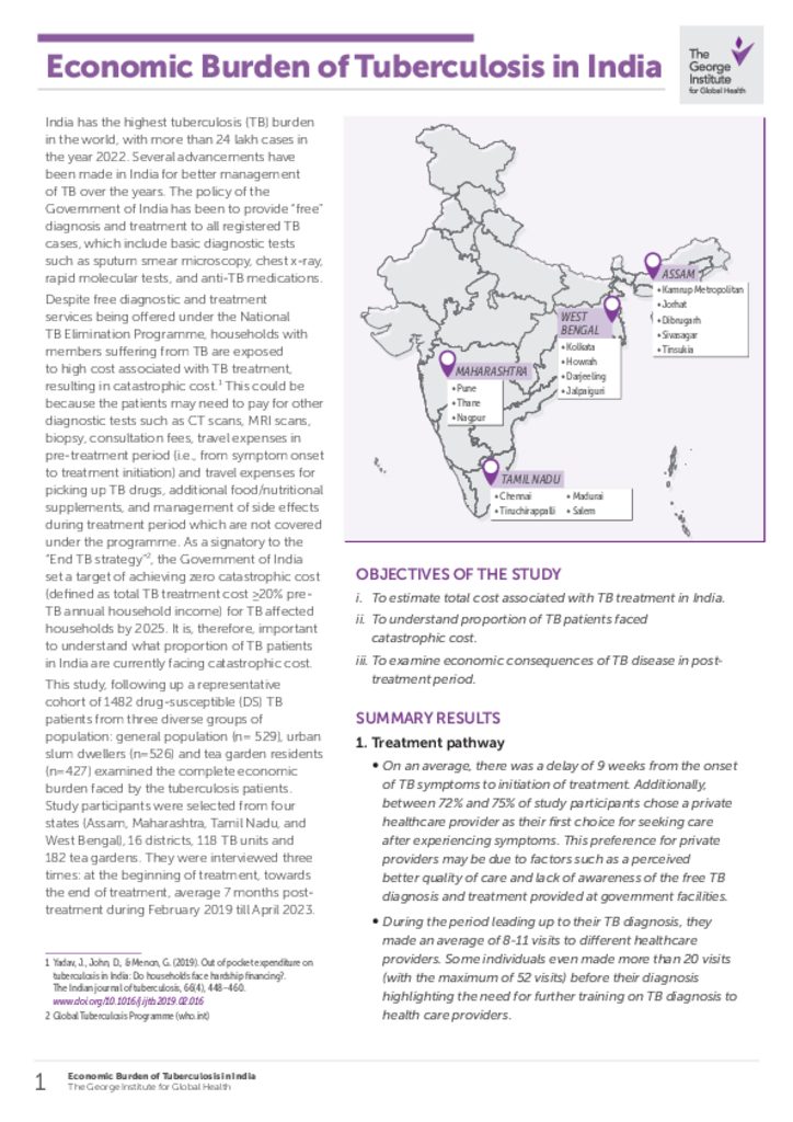 Research brief economic burden of Tuberculosis in India 2024