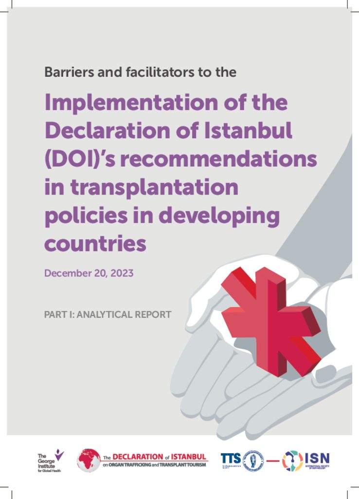 Implementation of the Declaration of Istanbul (DOI)’s recommendations in transplantation policies analytical report