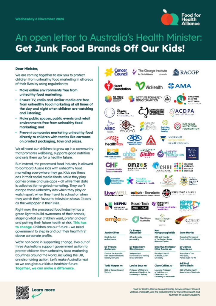  Protect children from unhealthy food marketing