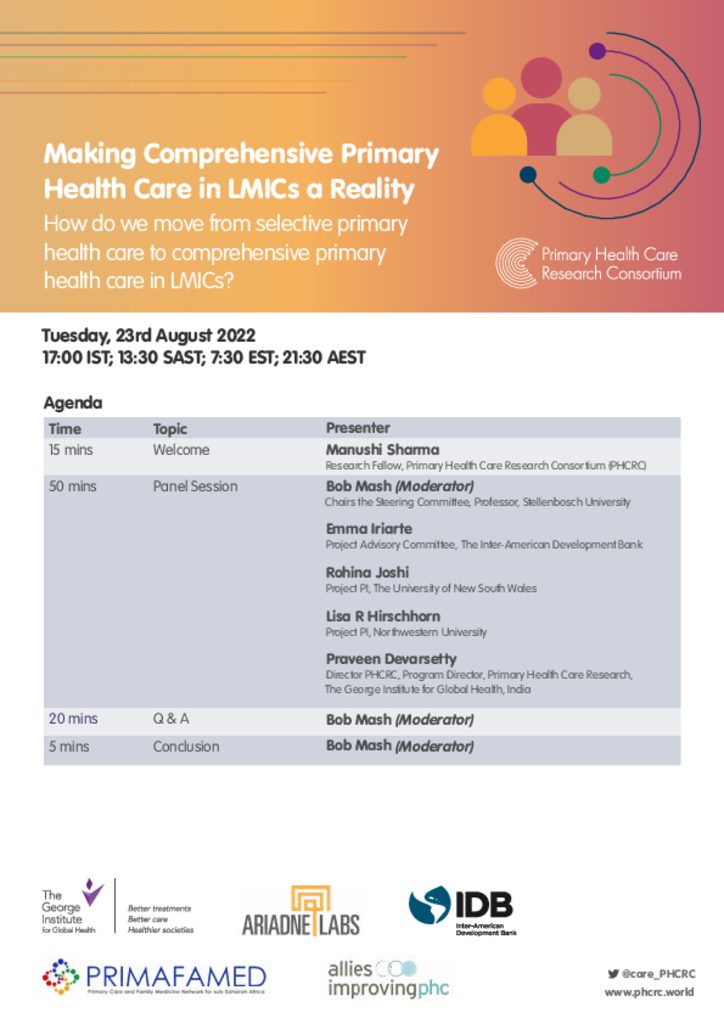 Making Comprehensive Primary Health Care (PHC) a Reality in Low- and Middle- Income Countries (LMICs) 