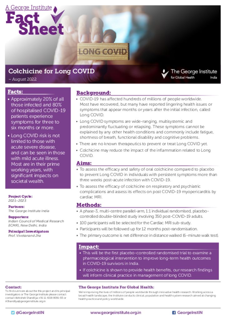 Colchicine for Long Covid factsheet