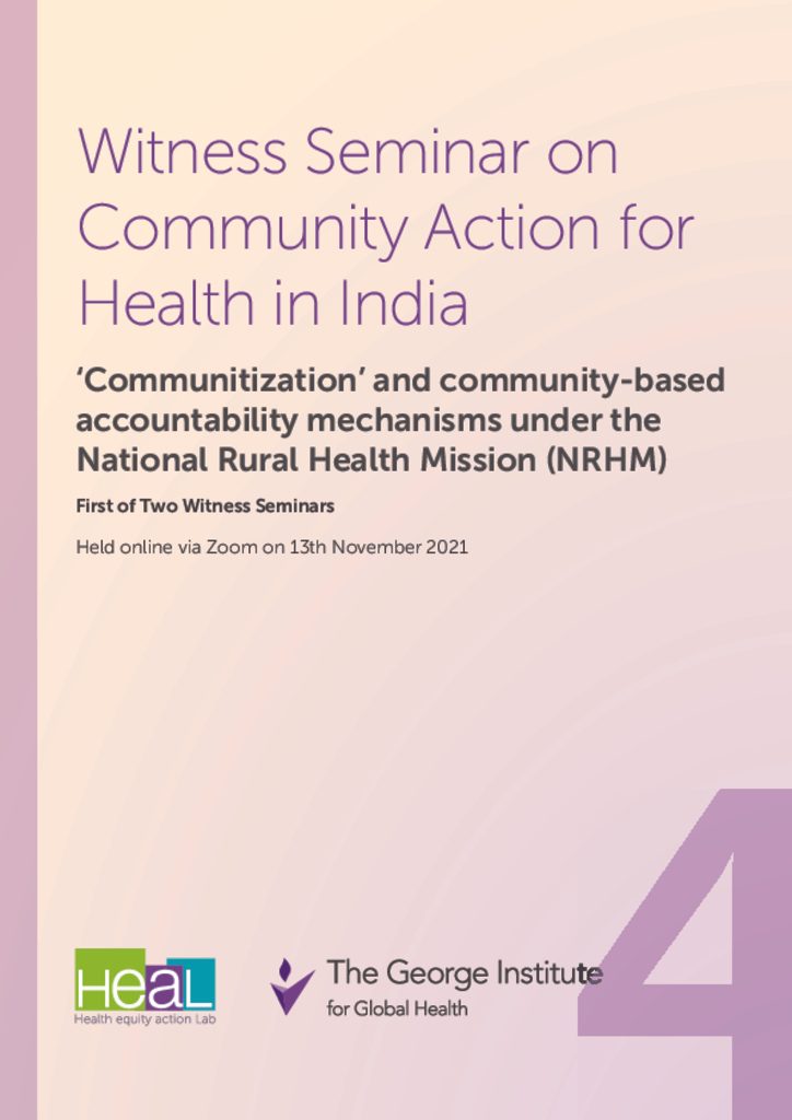 Community Action for Health in India: decentralisation and health reforms in Kerala fourth witness seminar