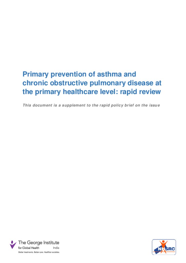 RES Primary prevention of Asthma and COPD Policy brief Supplement