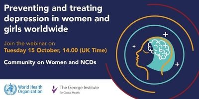 Webinar flyer image Community on Women and NCDs impact of depression women and girls