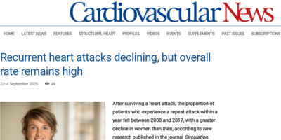 Recurrent heart attacks declining, but overall rate remains high