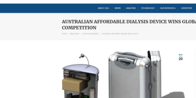 AUSTRALIAN AFFORDABLE DIALYSIS DEVICE WINS GLOBAL INNOVATION COMPETITION