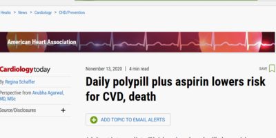 Daily polypill plus aspirin lowers risk for CVD, death
