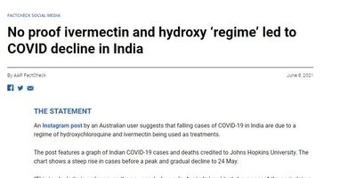 No proof ivermectin and hydroxy ‘regime’ led to COVID decline in India