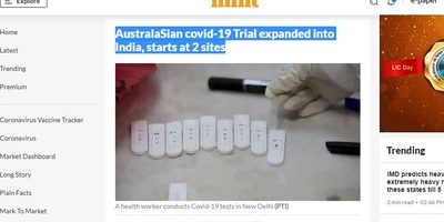 AustralaSian covid-19 Trial expanded into India, starts at 2 sites