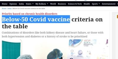 Below-50 Covid vaccine criteria on the table