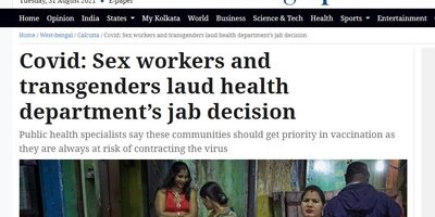 Covid: Sex workers and transgenders laud health department’s jab decision