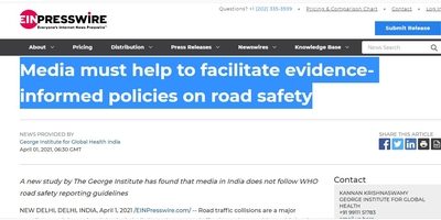 Media must help to facilitate evidence-informed policies on road safety