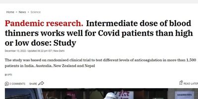Intermediate dose blood thinners Covid patients