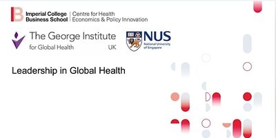 Leadership in global health event banner with co-organiser logos