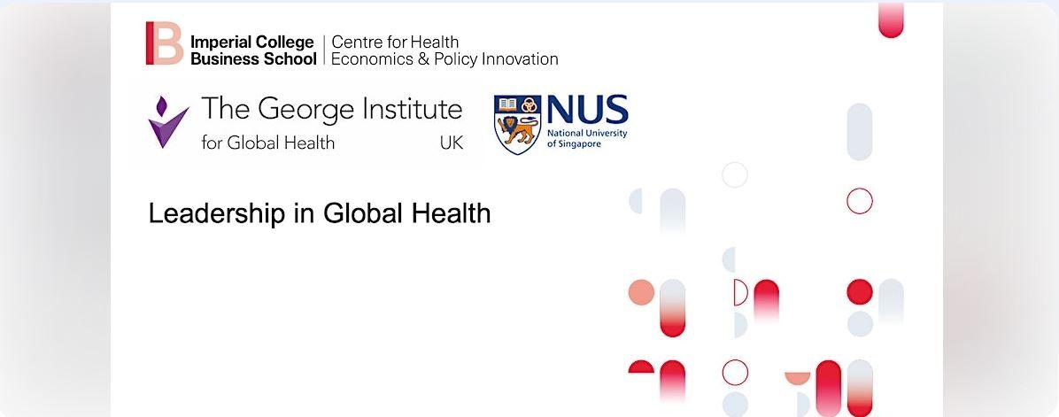 Leadership in global health event banner with co-organiser logos
